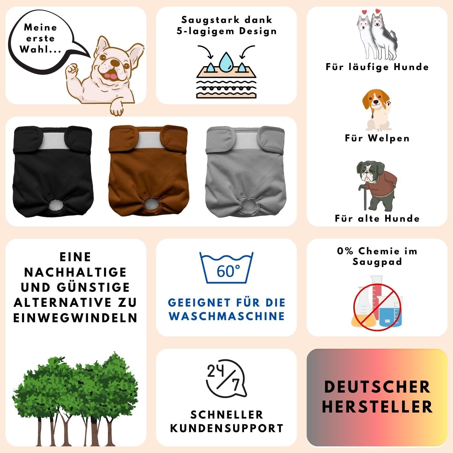 Thumbnail 4 de Alpenstern® Wiederverwendbare Hundewindeln 3 Stück