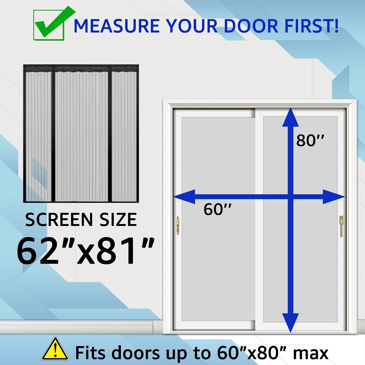 Thumbnail 1 de TheFitLife Double Door Magnetic Fly Screen – Full Frame Mesh with 52 Magnets