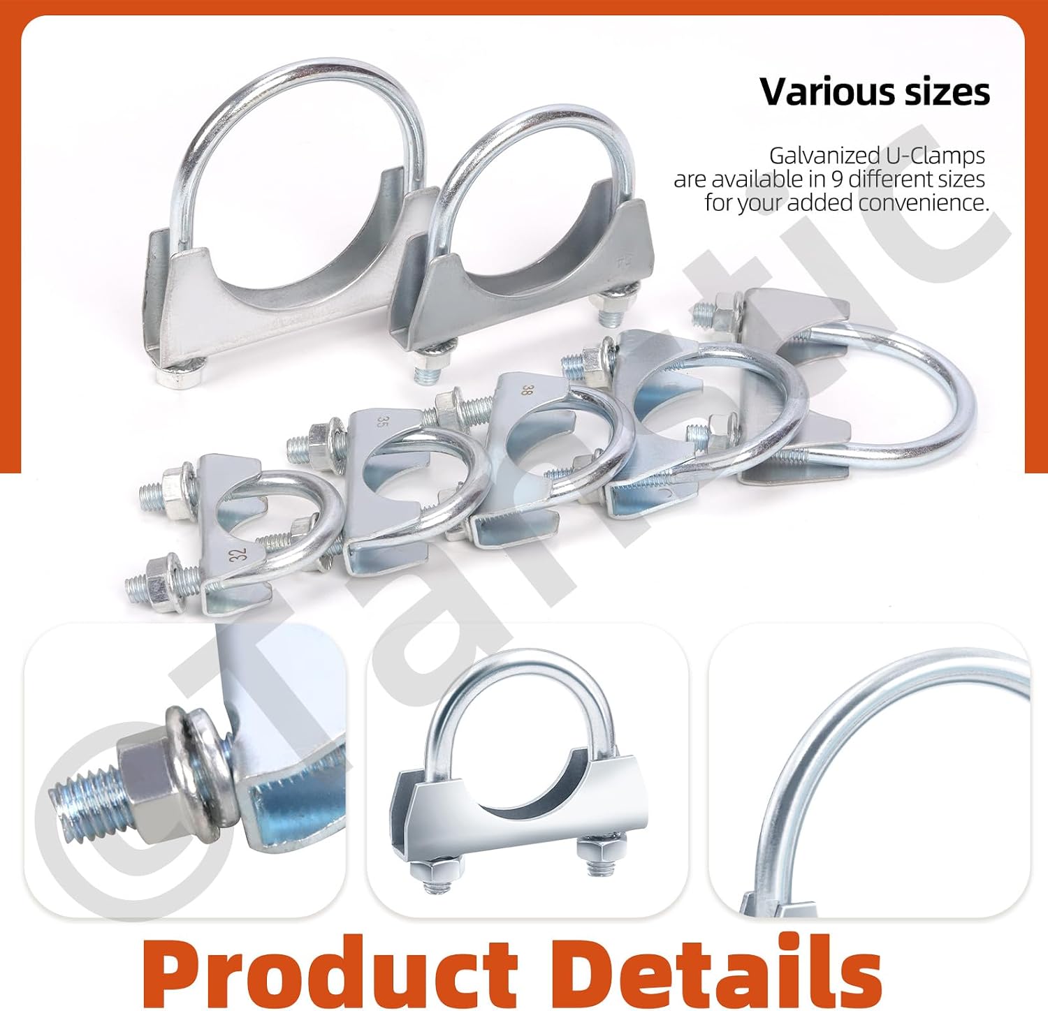 Detalle 1 de Tanstic exhaust U-bolt clamps, 2-1/2-inch