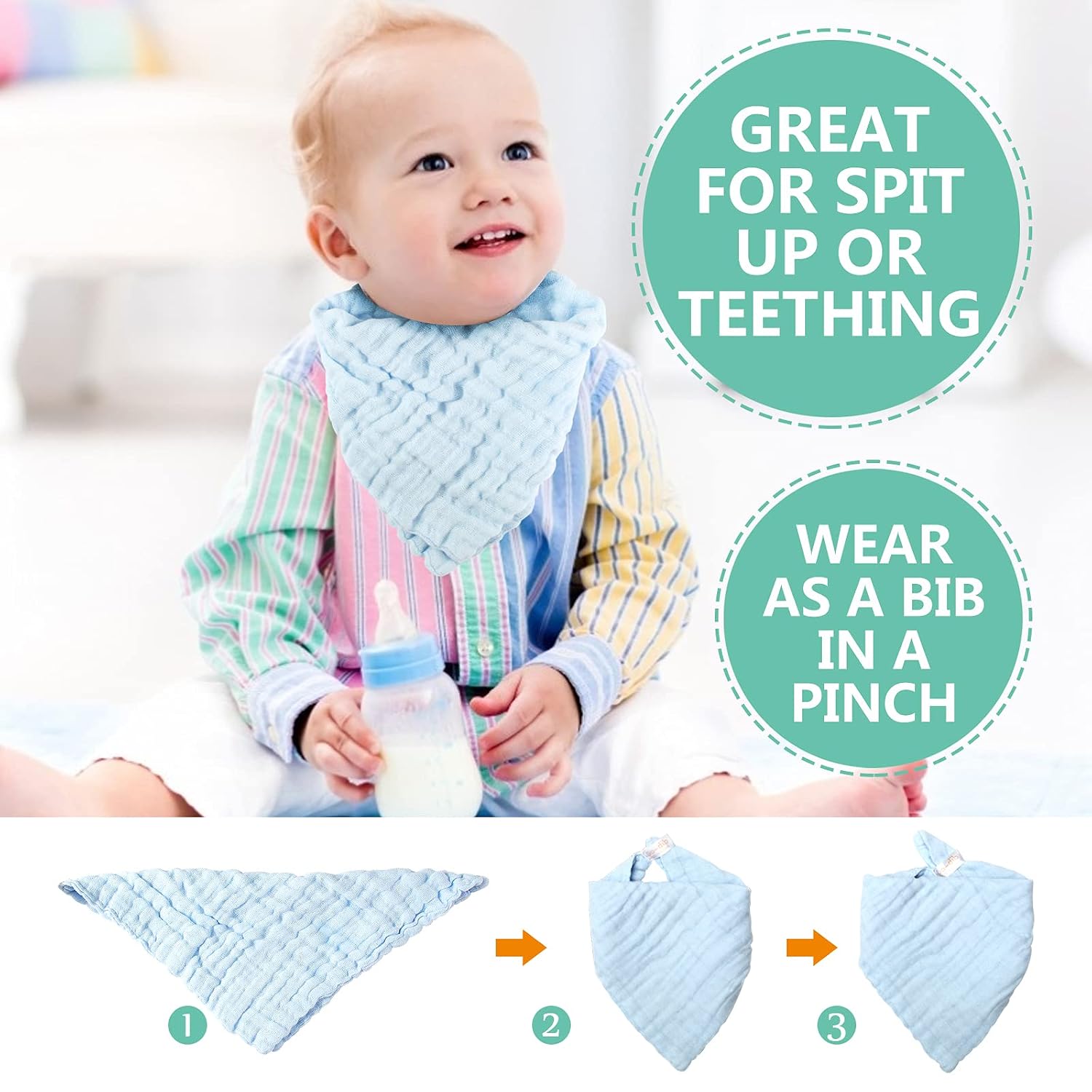 Thumbnail 2 de Koo-dib Musselin Waschlappen-Set 10 Stück 25x25 cm – Baby Mullwindeln