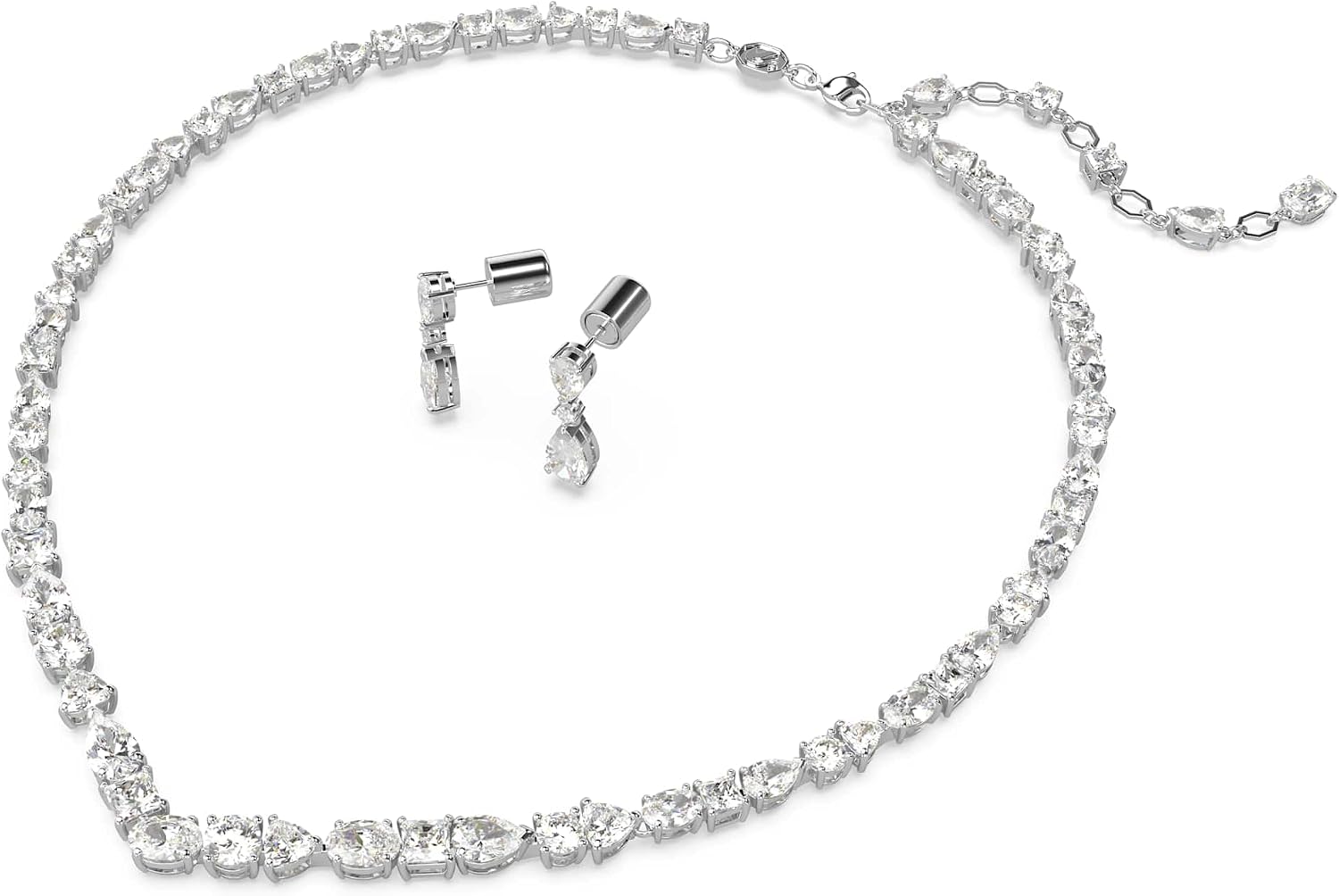 Thumbnail 1 de Swarovski Mesmera Set: Rhodiniert Halskette und Ohrringe mit Strahlenden Swarovski Kristallen