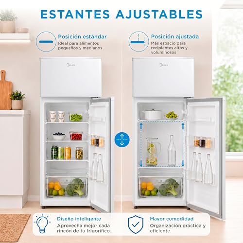 Thumbnail 11 de Midea Frigorífico 2 puertas 204 L con congelador Low Frost, 140 cm, Blanco