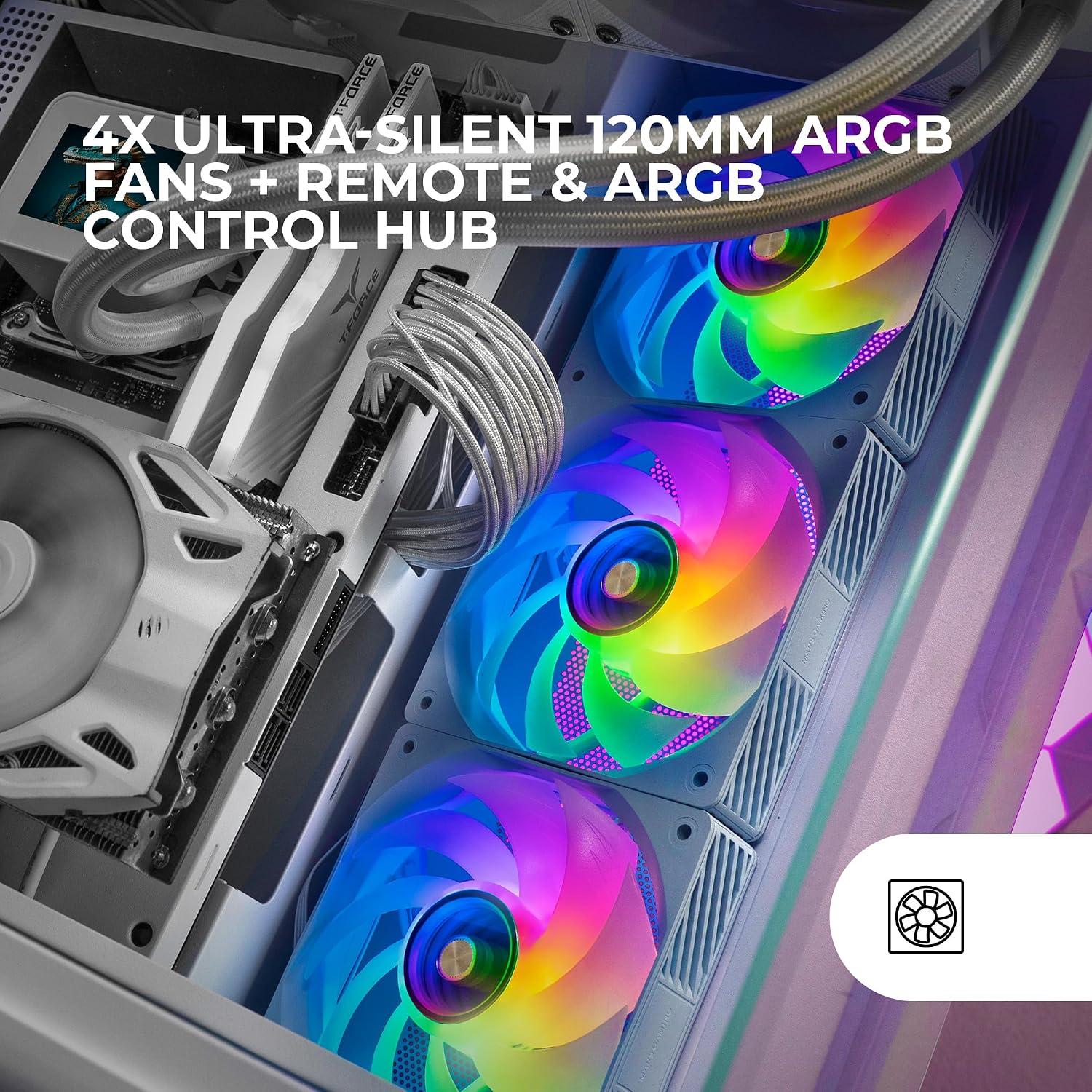 Thumbnail 1 de Mars Gaming MF-SI4KIT – Kit 4 ventole 120mm ARGB Infinity Mirror con telecomando e HUB