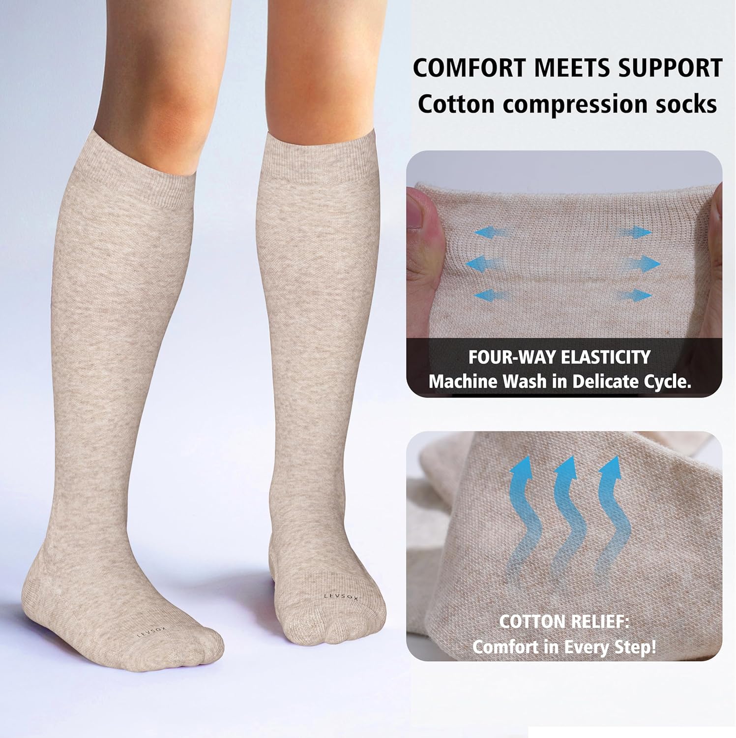 Thumbnail 2 de LEVSOX Thick Cotton Compression Socks 20-30mmHg