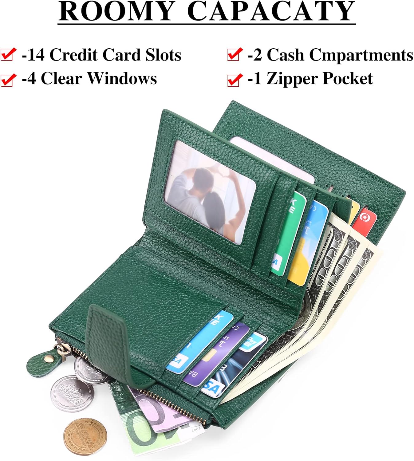 Thumbnail 4 de SENDEFN RFID leather compact wallet 5.12 in