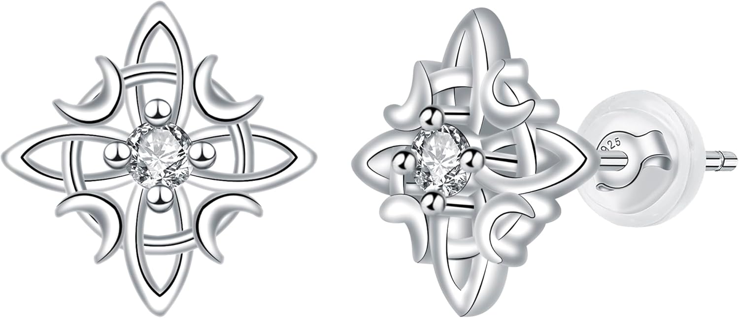 Detalle de BerriBling Ohrstecker Damen 925 Sterling Silber – Unendlichkeit im Keltischen Knoten