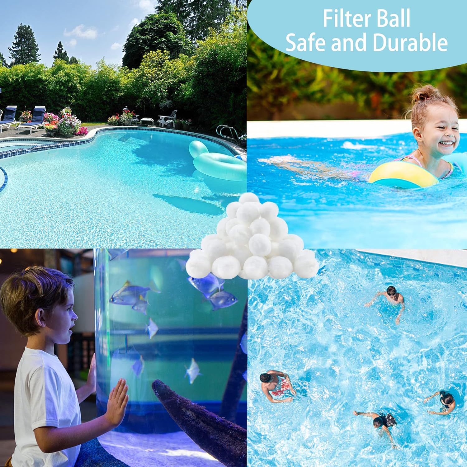 Thumbnail 3 de DXRPO Filterbälle Pool (1.300 g) für Sandfilteranlagen – Filtermedium-Ersatz in Weiß