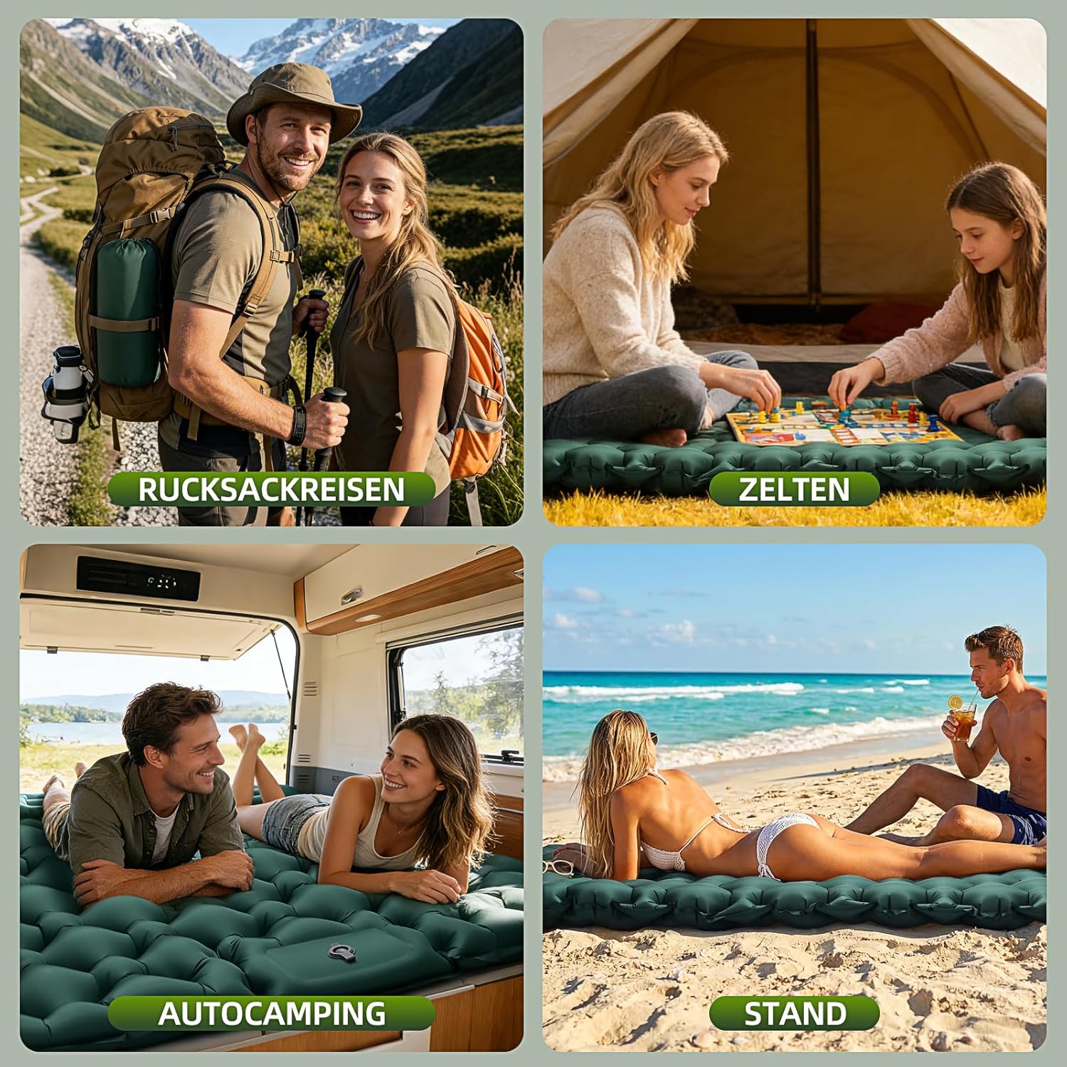 Thumbnail 6 de FORRINX Isomatte Camping 2 Personen – 9,5 cm Dicke, integrierte Fußpumpe, 205 × 130 cm