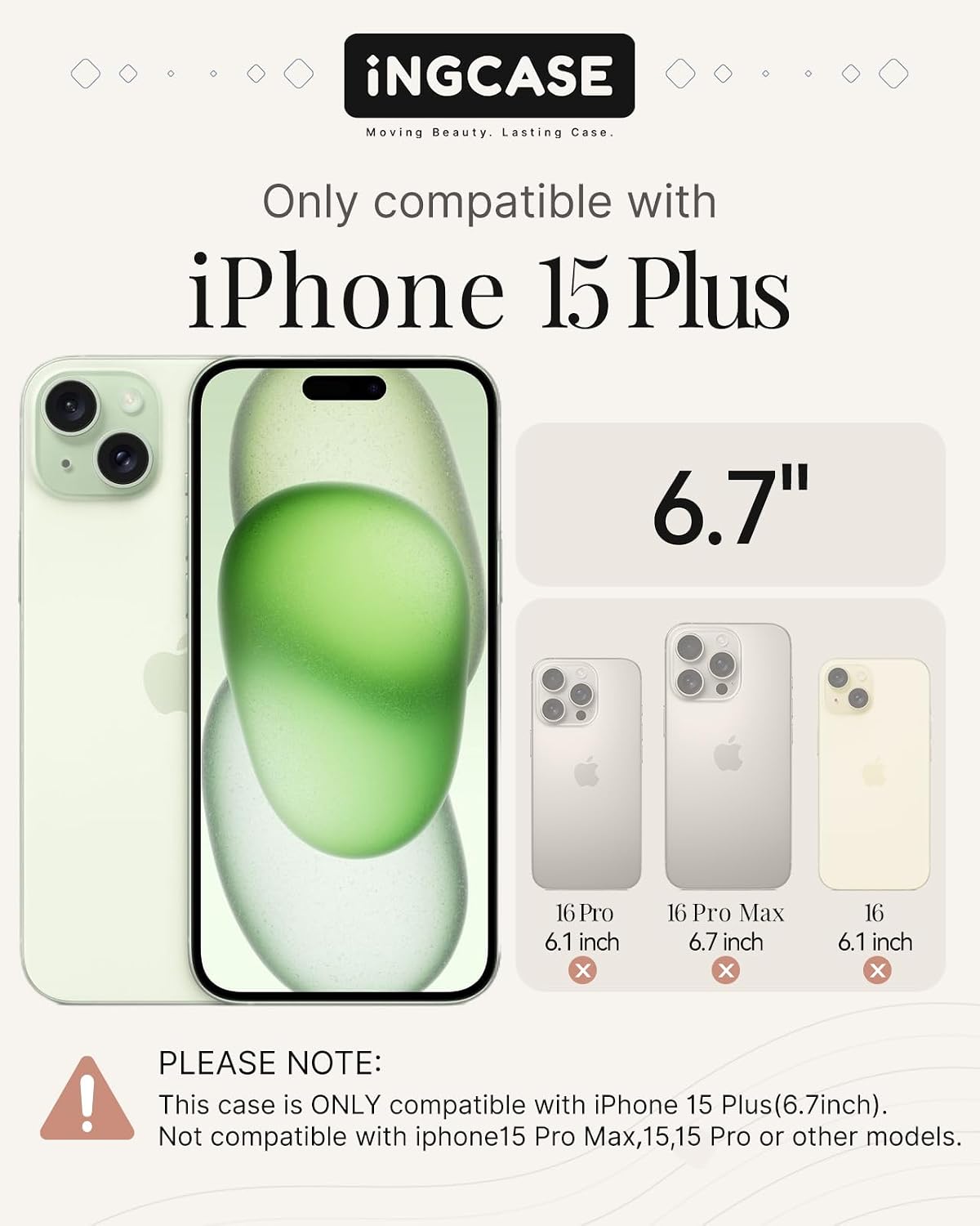 Detalle 2 de Ingcase Pastel Checkered Case for iPhone 15 Plus with Detachable Magnetic Ring Stand