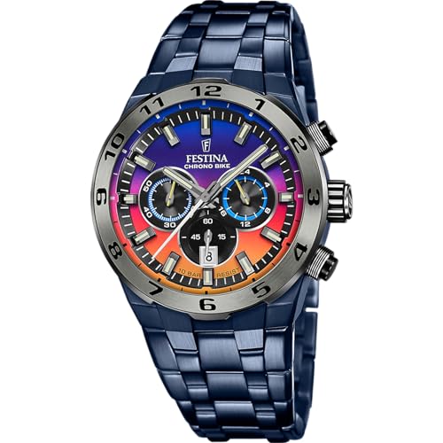 Detalle de Festina Montre Homme Analogique en Acier 316L Bleu – Élégance et fiabilité