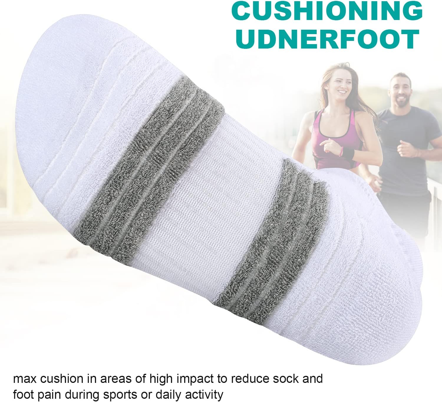 Thumbnail 3 de Coskefy Thick Cushion Ankle Running Socks (No Odor Cotton) – 6 Pairs