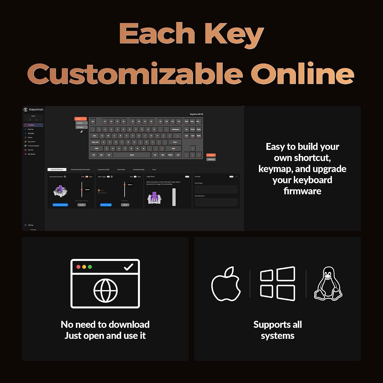 Detalle 2 de Keychron K8 HE TKL Wireless Keyboard with Hall Effect Switches, Rapid Trigger & RGB