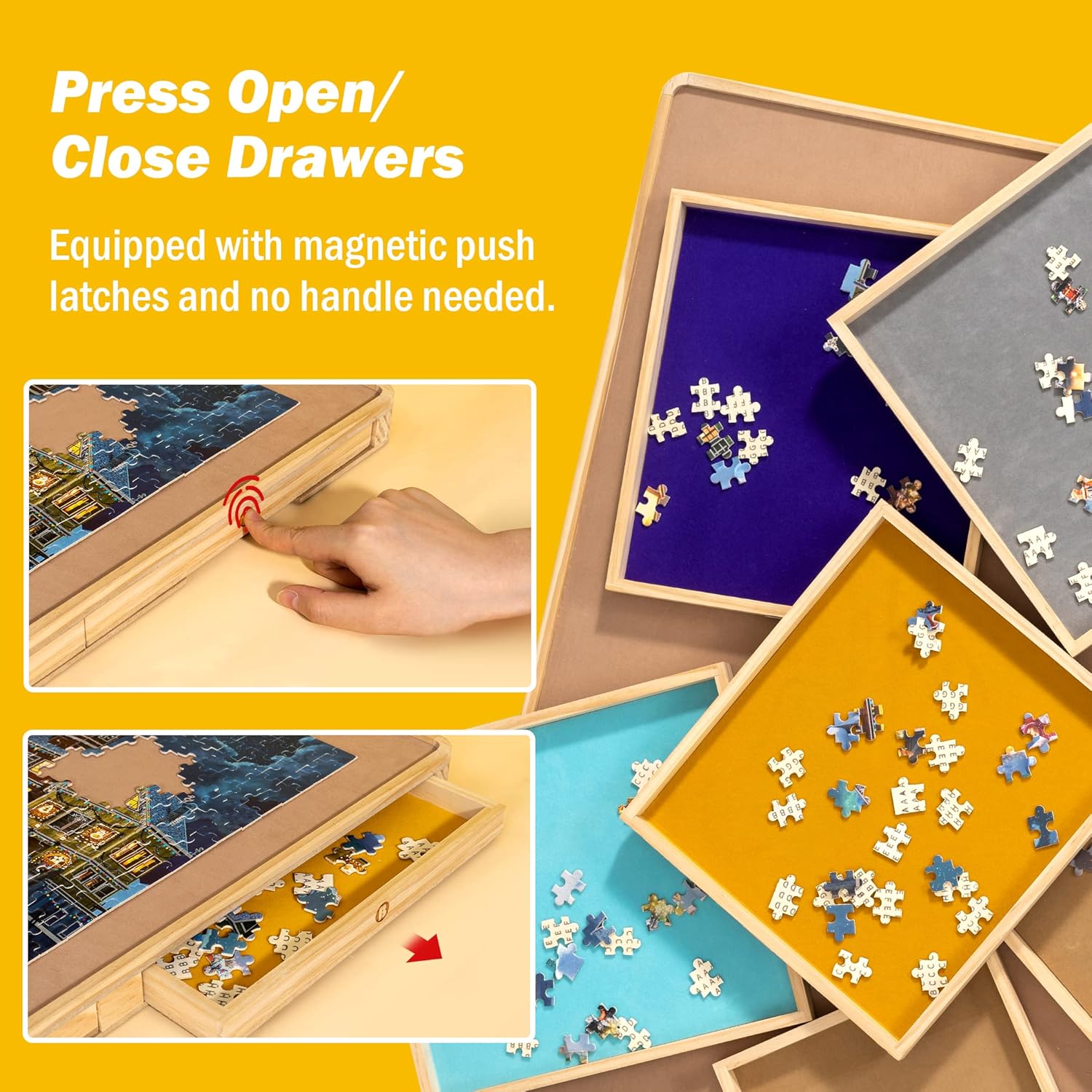Detalle de Becko US Puzzle Board with Cover & 6 Drawers – 1500-Piece Jigsaw Table