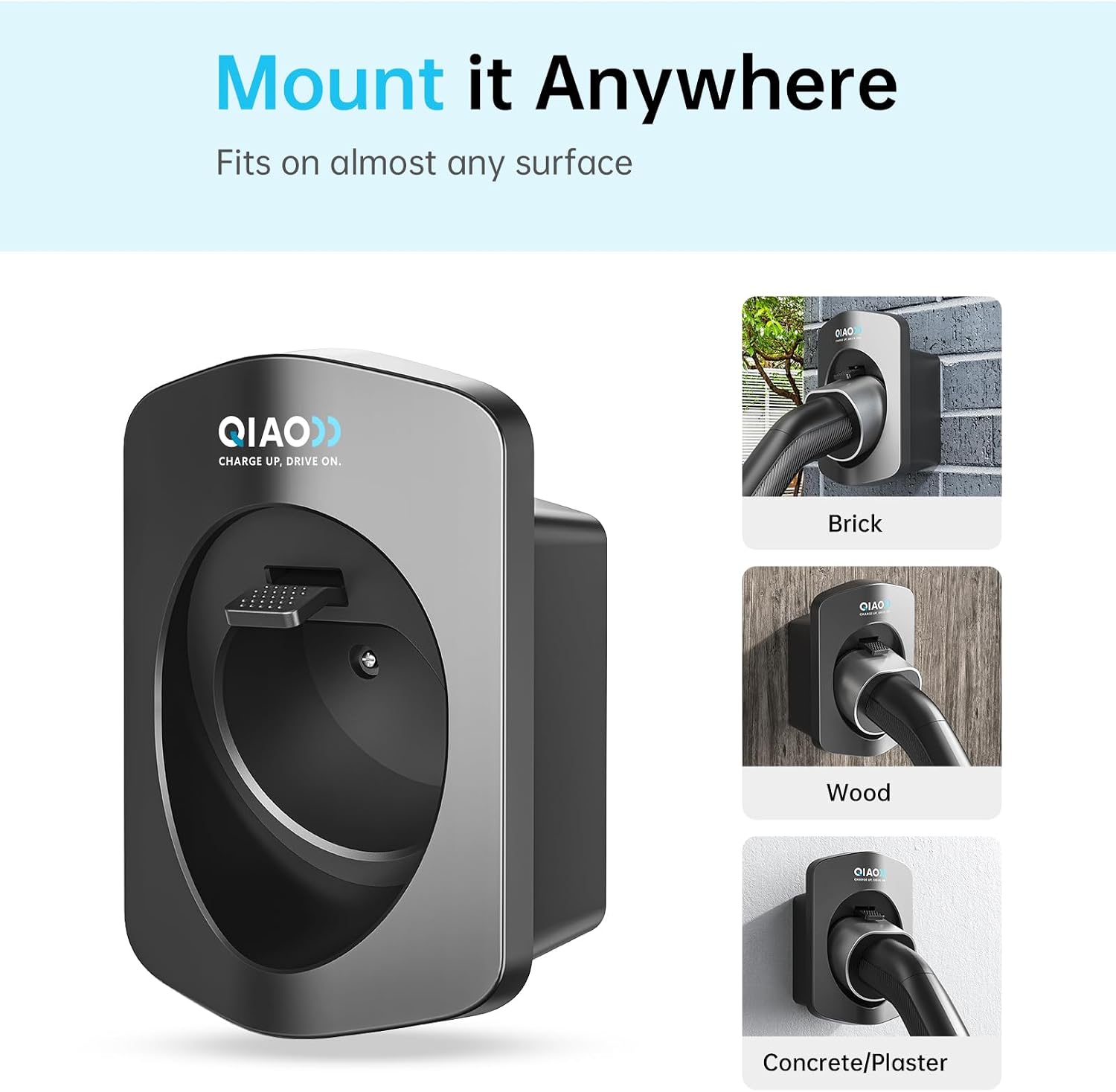 Thumbnail 6 de QIAO)) Type 2 EV Charger Holder – Wall Mount Cable organiser for Type 2 AC charging cables