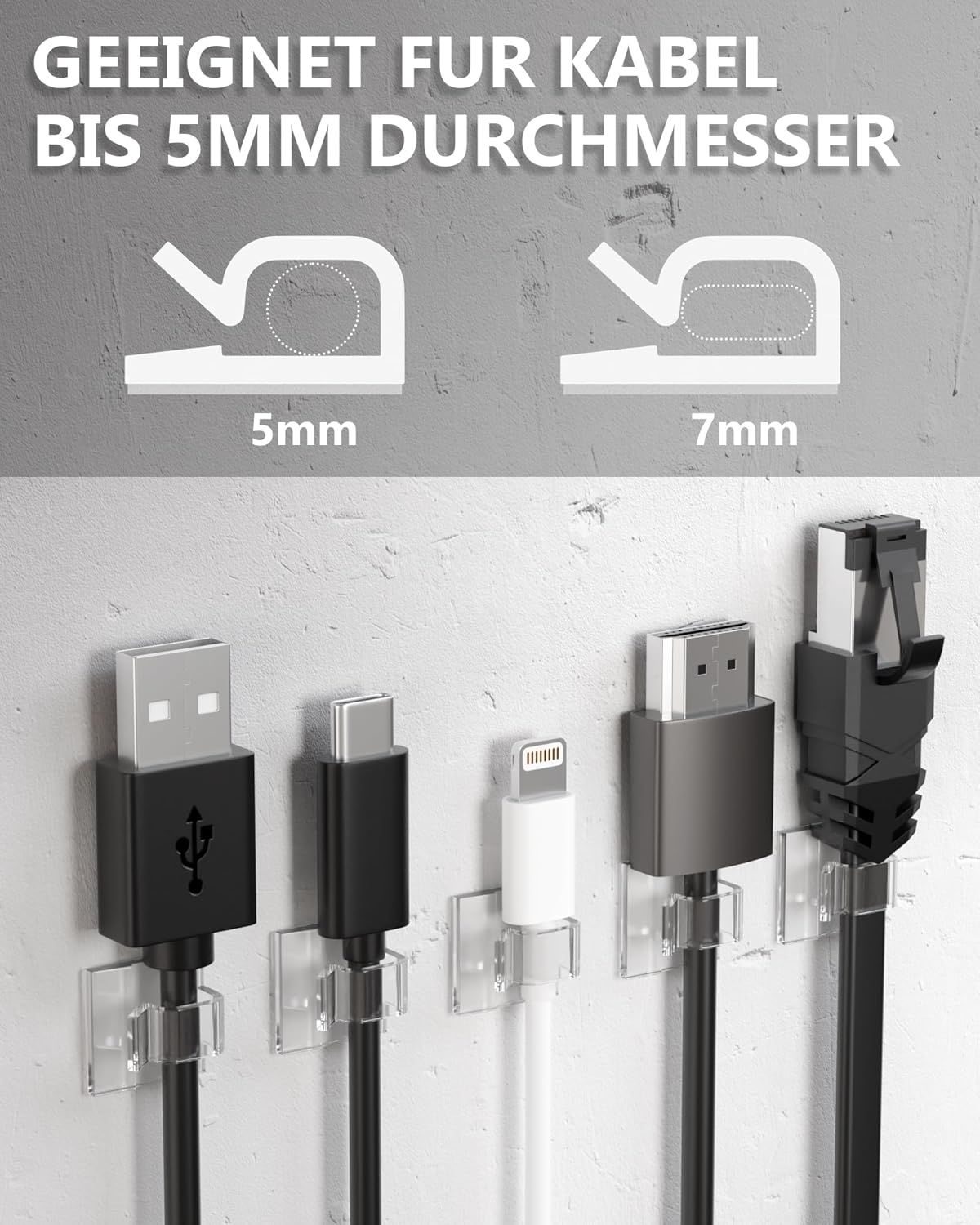 Detalle 2 de Tesmax 100 Stück Kabelhalter selbstklebend für Kabelmanagement