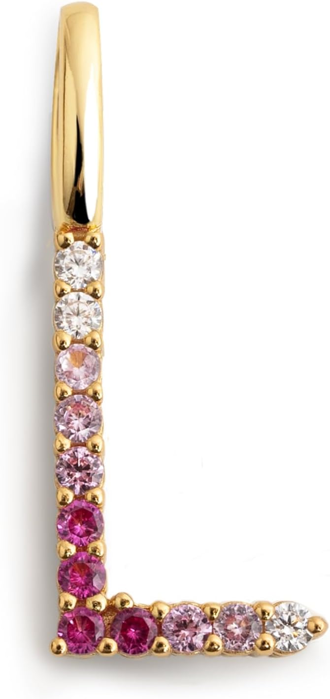 Detalle de SINGULARU Charm Letter Spark Sakura: ciondolo in Argento Sterling 925 placcato oro 18Kt con zirconi