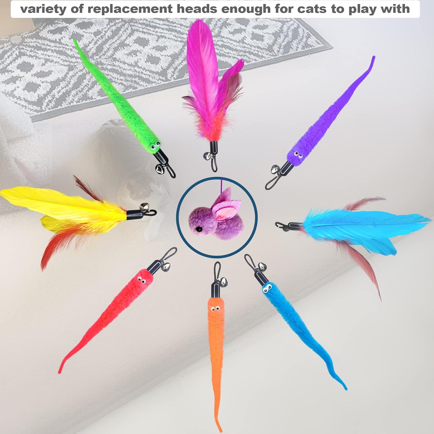 Detalle 2 de ZPH A2 Interactive Cat Toy Set with Retractable Wands and Door Hanger