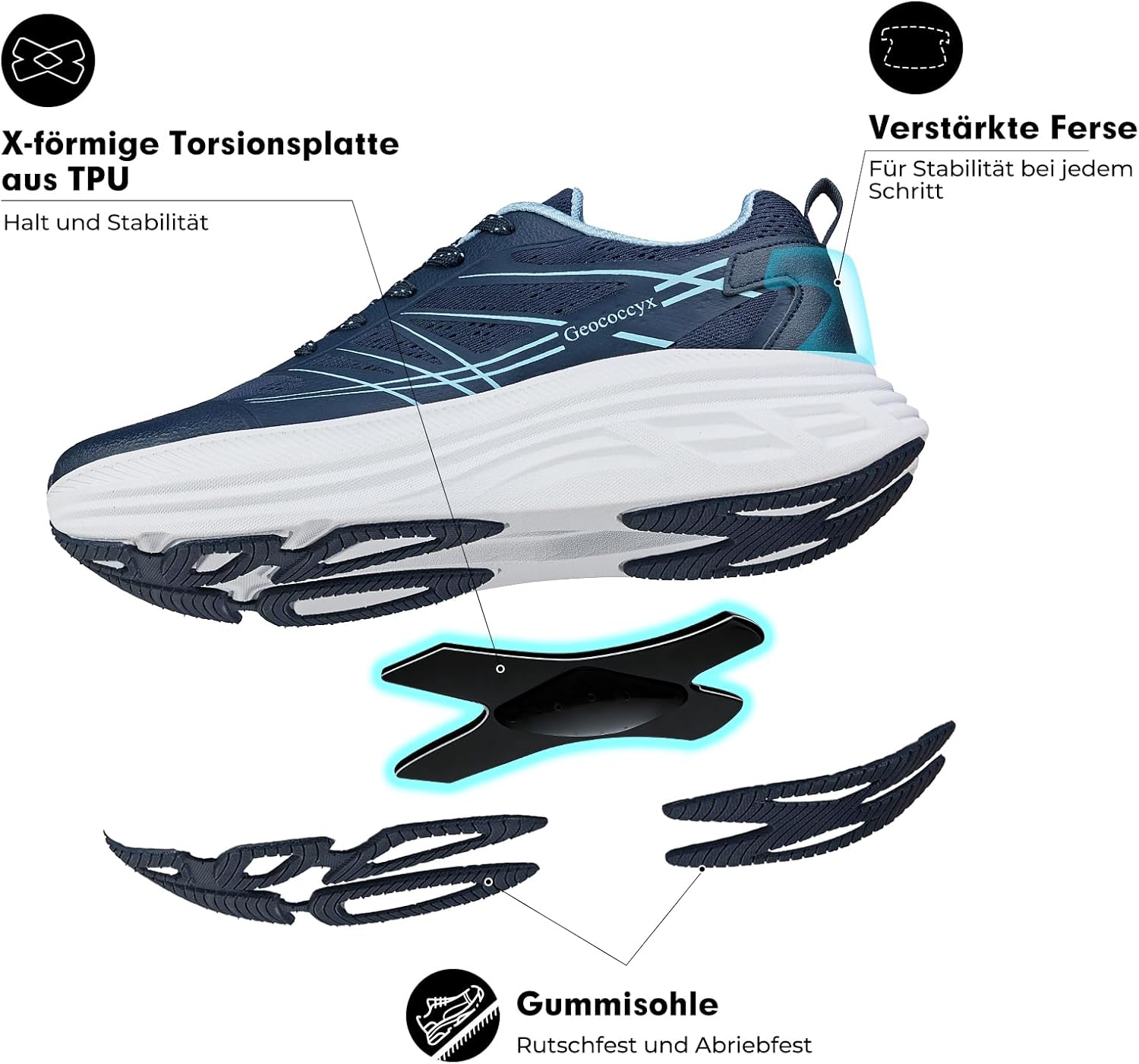 Thumbnail 3 de Geococcyx Herren Sportschuhe Sneaker mit breiter Zehenbox – atmungsaktiv, rutschfest, Gr. 39–46
