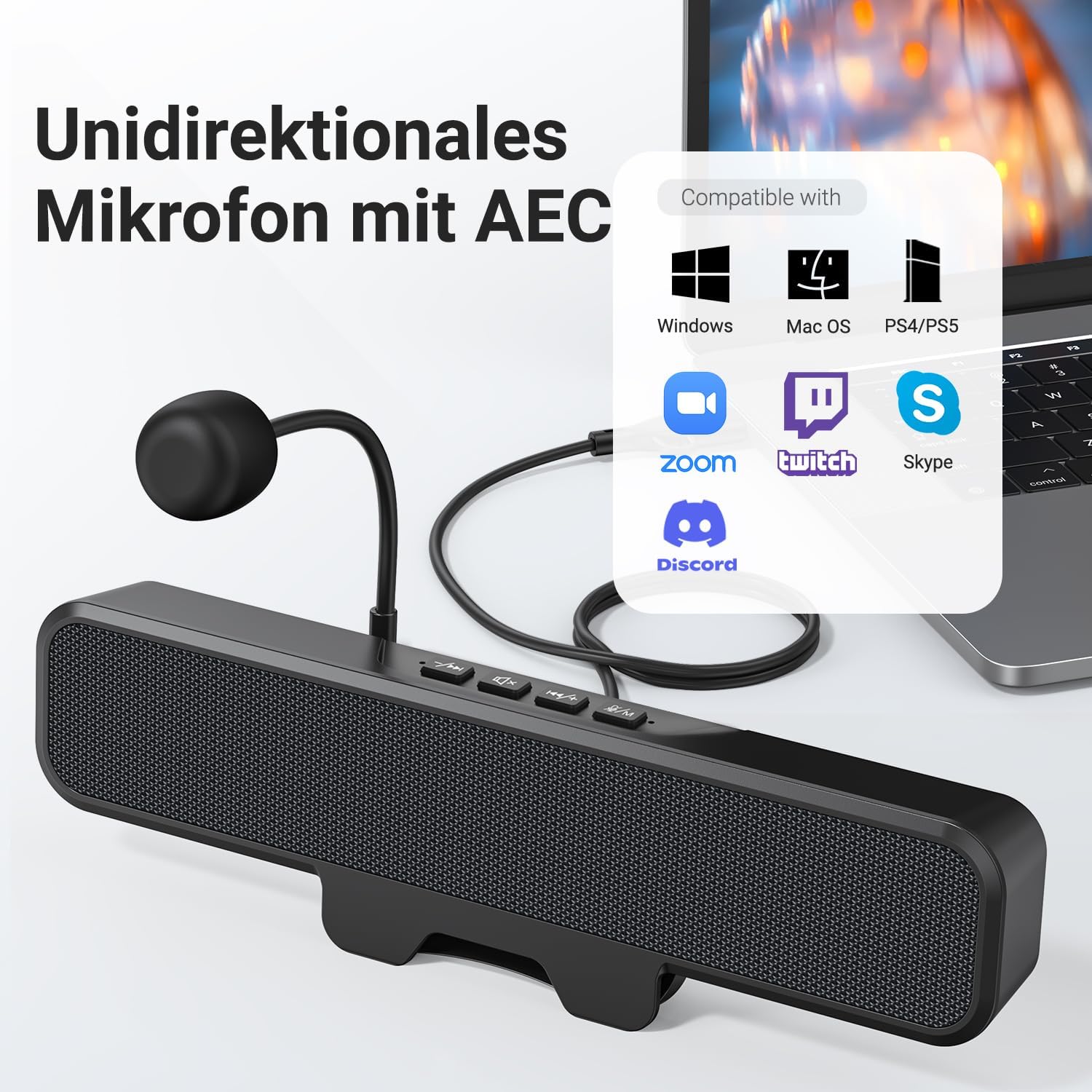 Detalle 2 de INGA Computer-Lautsprecher mit abnehmbarem Mikrofon
