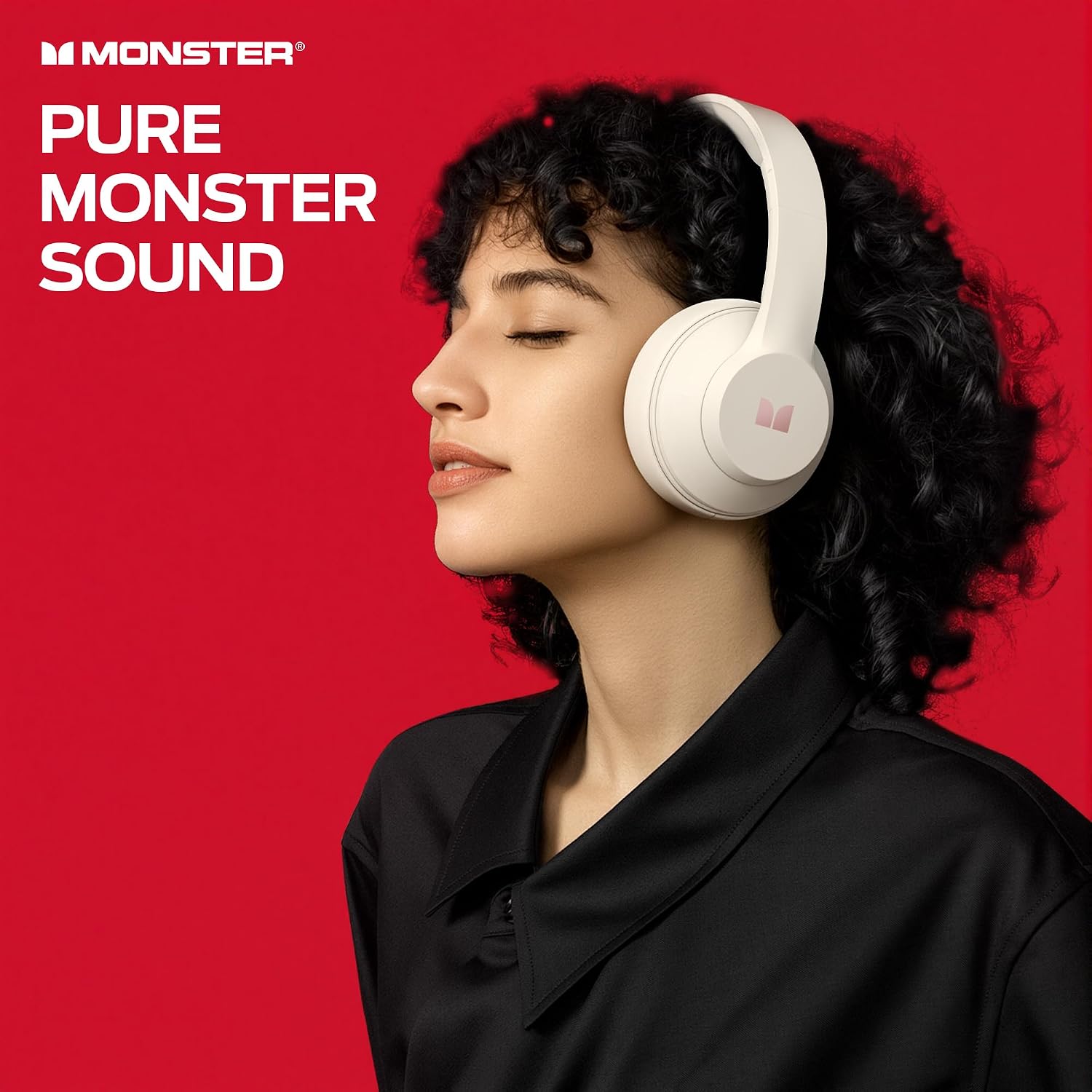 Detalle de Monster Mission 100 Over-Ear Bluetooth Headphones, 40-Hour Playtime, Beige