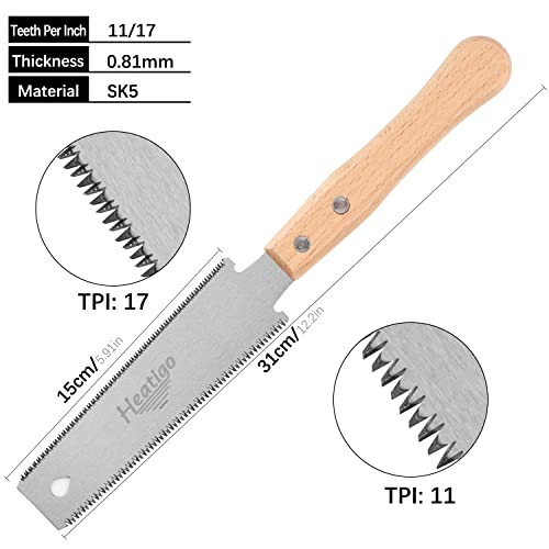 Detalle 2 de Heatigo Japansäge als zweischneidige Zugsäge mit SK5-Blatt und 11/17 TPI