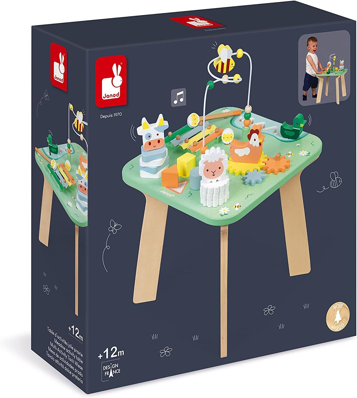 Thumbnail 6 de Janod J05327 Jolie Prairie houten activiteitentafel met 7 activiteiten