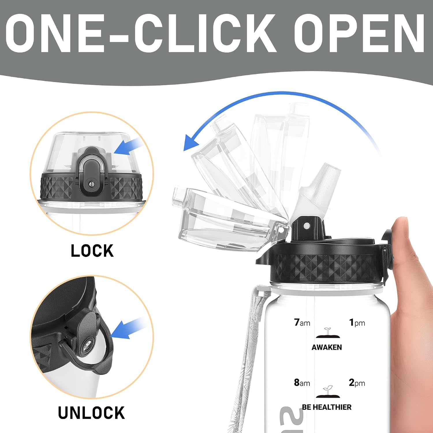 Detalle 2 de GOPPUS 1L Tritan Water Bottle with Straw