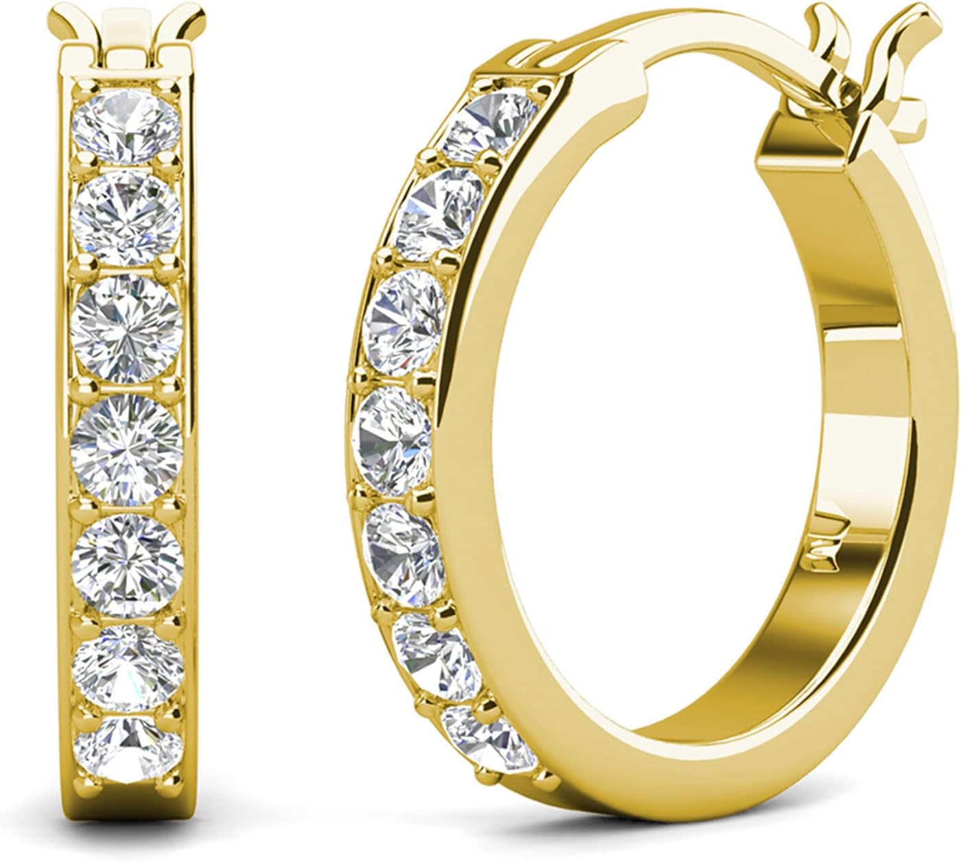 Thumbnail 6 de Hoop Loop Earrings in 18K White Gold with Sparkling Crystal & Gift Box