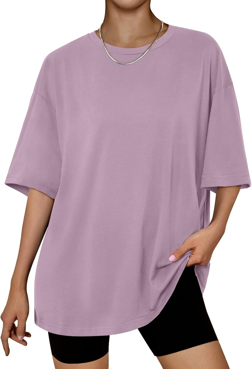 Detalle de LILLUSORY Oversized T-Shirts for Women (UK) – short sleeve tunic style casual tops