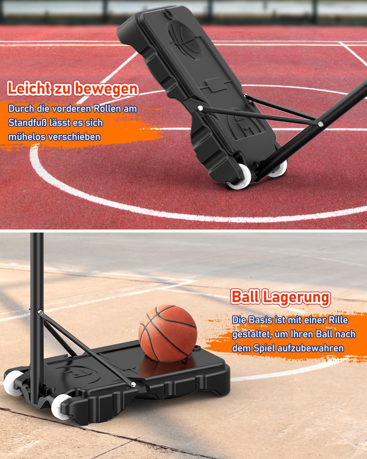 Thumbnail 3 de Outdoor Basketballkorb für Kinder & Jugendliche, 150–210 cm höhenverstellbar mit bruchsicherer 80×60 cm Rückwand