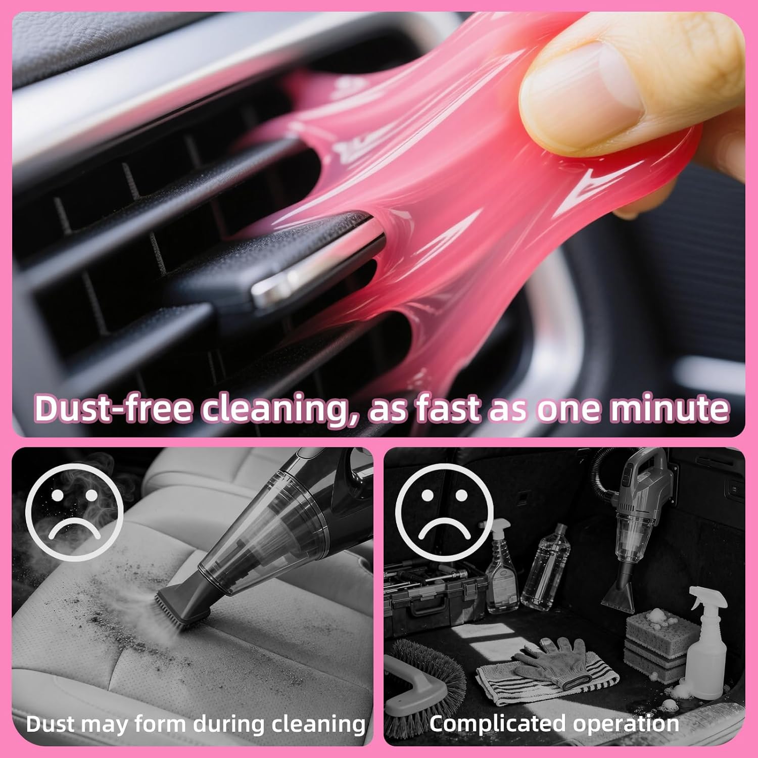 Detalle de ColorCoral Car Cleaning Gel 2 Pack (Reusable Lemon & Rose Scent) for Dust Remover Putty