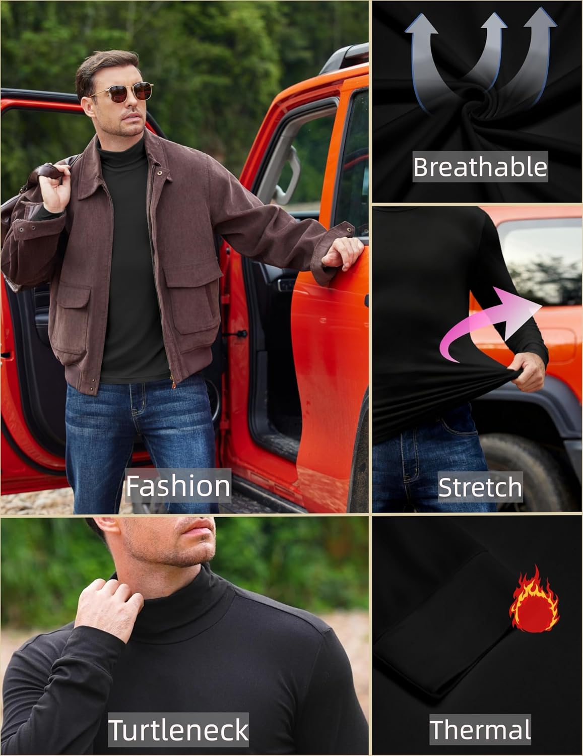 Thumbnail 4 de Ekouaer 3 pièces Haut Thermique Homme à Manches Longues en Micro-polaire — Sous-vêtement chaud