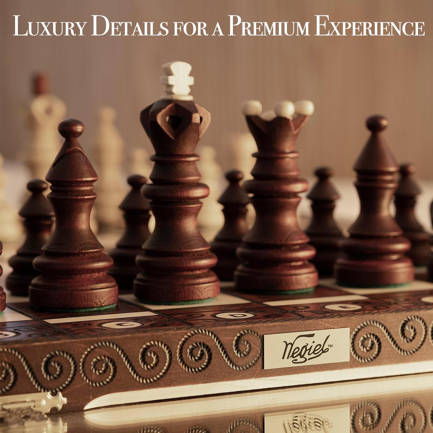 Detalle de Wegiel Imperator 21-Inch Luxury Wooden Chess Set