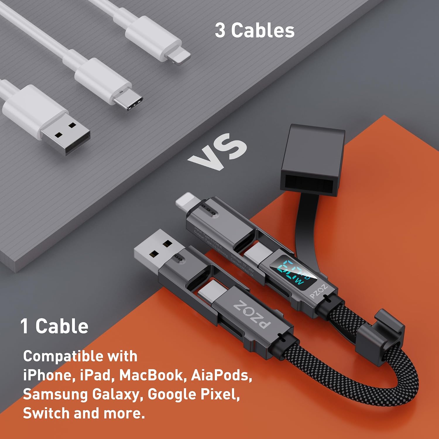 Thumbnail 4 de PZOZ Multi Charger Cable 60W keychain fast charging cable