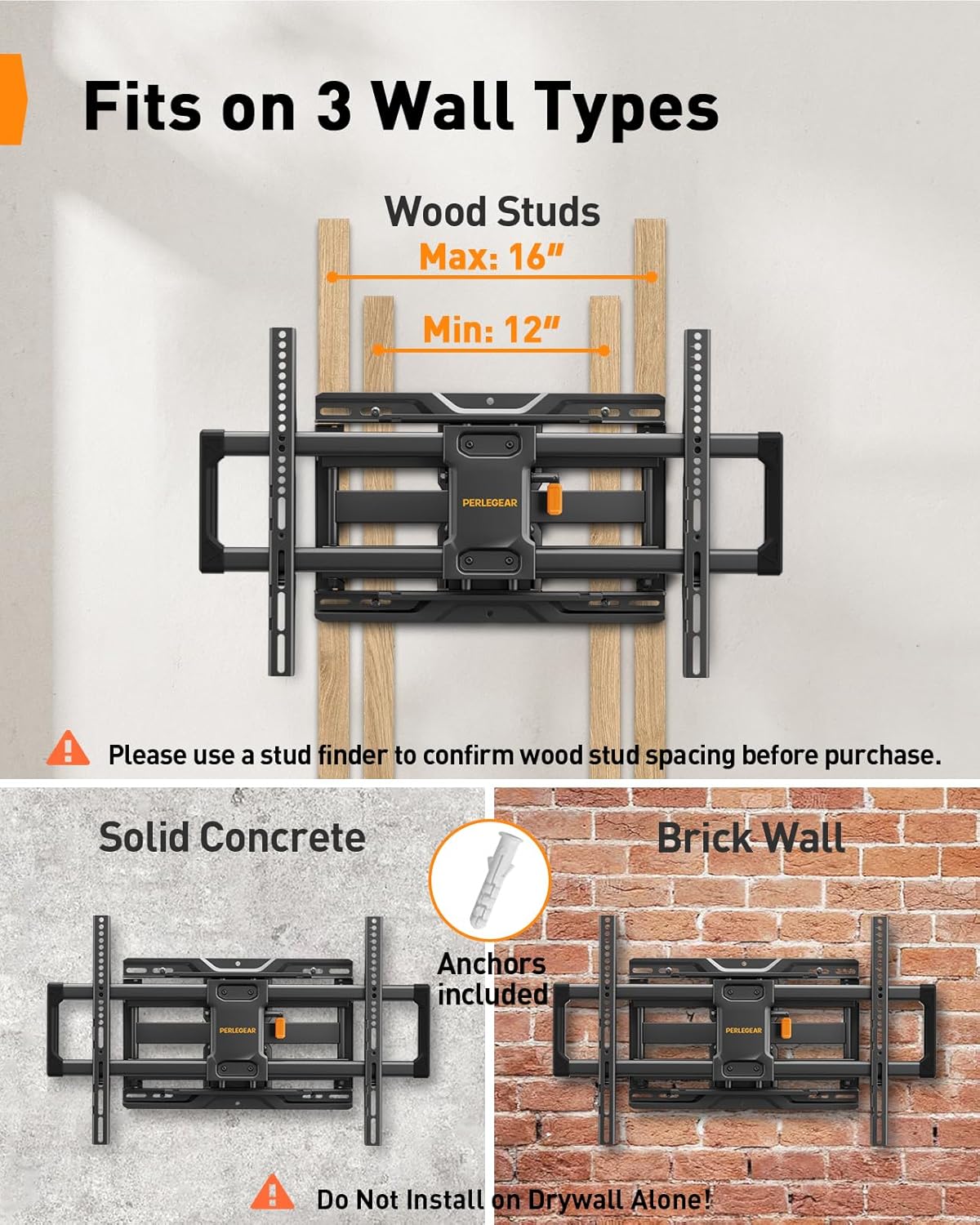 Thumbnail 3 de Perlegear PGLF12 TV Wall Mount 132 lbs
