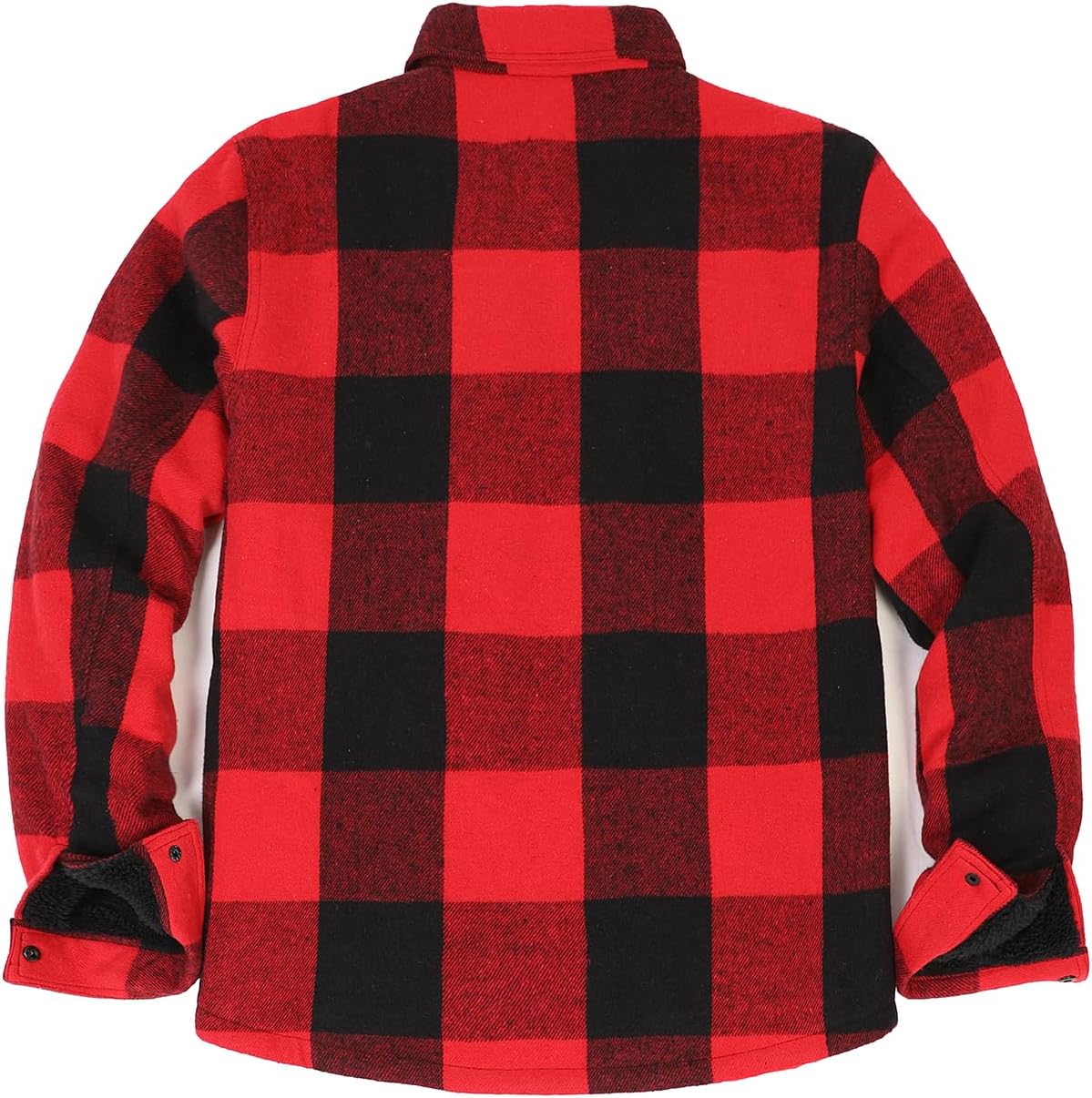 Detalle de ZENTHACE Men's Sherpa-Lined Flannel Shirt Jacket, Snap-Front, 9 oz