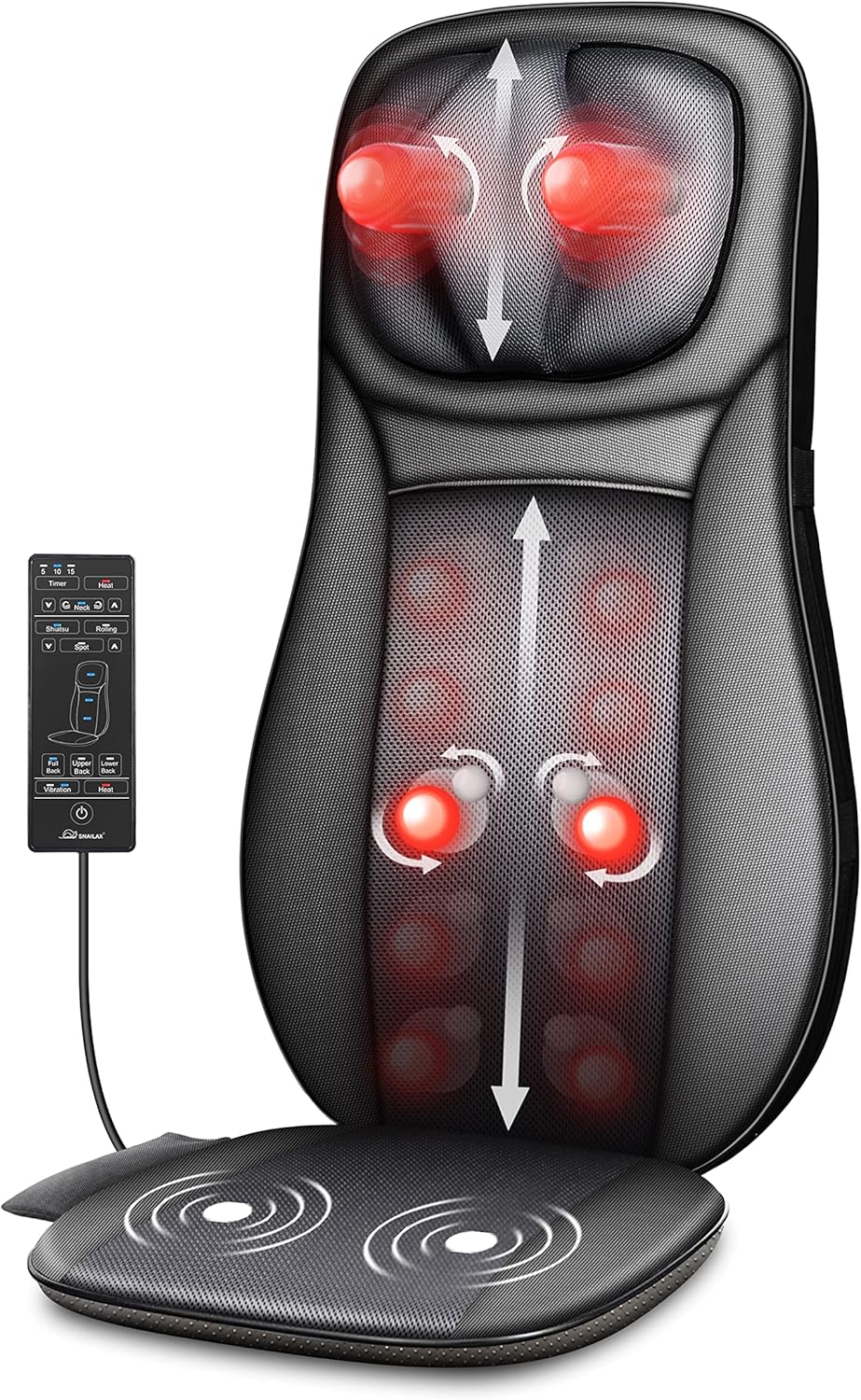 Detalle de Snailax Fauteuil Massant Shiatsu Coussin de Massage Dos avec Chaleur – Massage du cou et du dos, confort bureau et maison