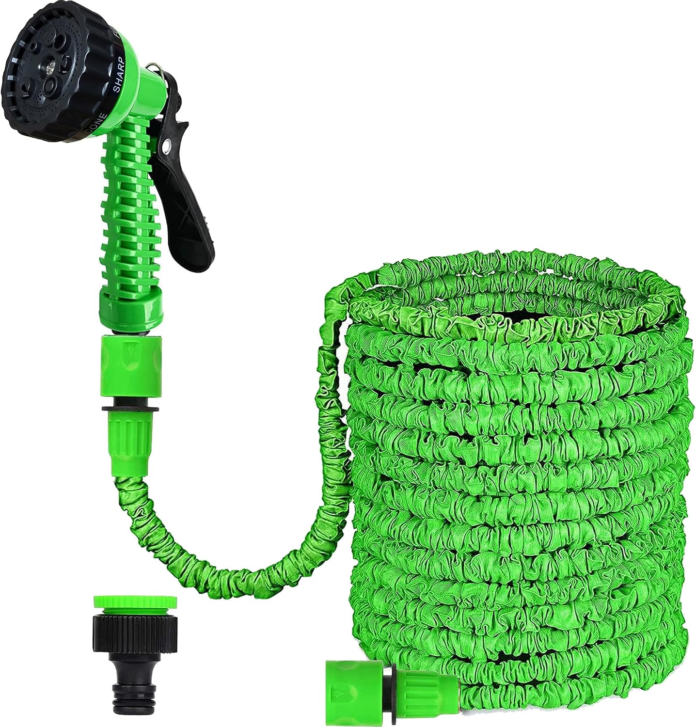Detalle de CLMCL 125ft Expandable Garden Hose with 8-Pattern Spray Nozzle, Green