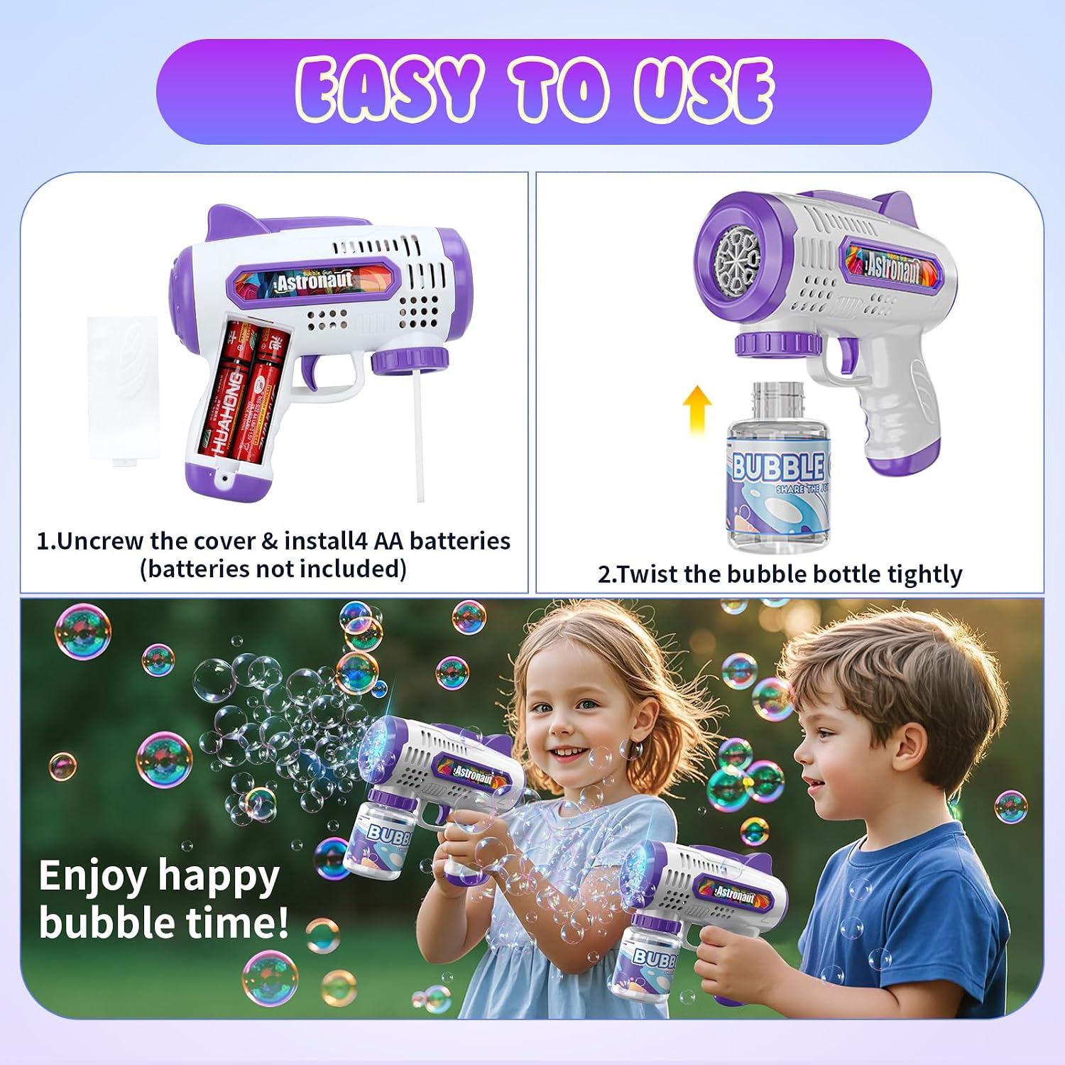 Thumbnail 5 de Britik P200-3 3-Pack Automatic Bubble Guns with LED Lights and Refill Solution