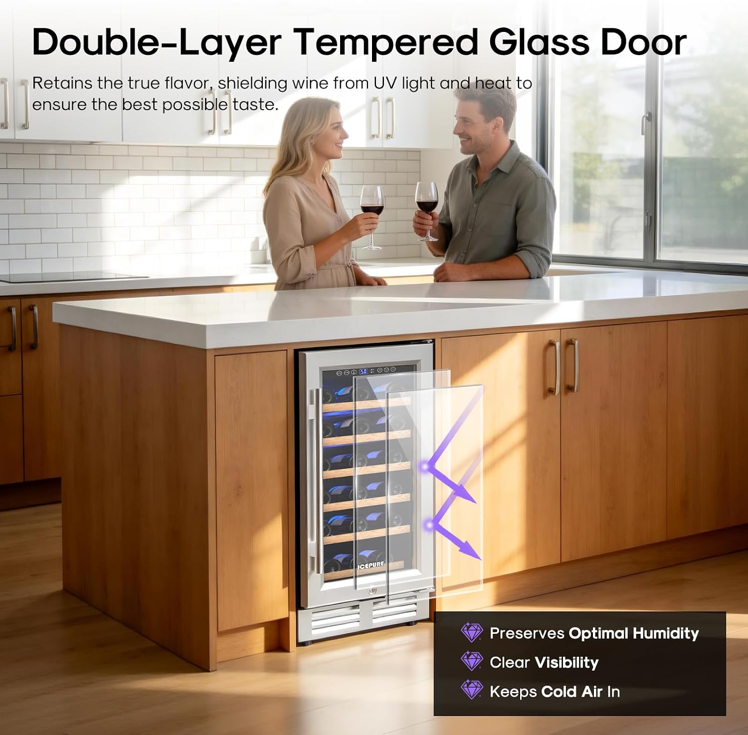 Thumbnail 6 de ICEPURE 15-Inch Wine Cooler, 28-Bottle Capacity, Single Zone, Glass Door
