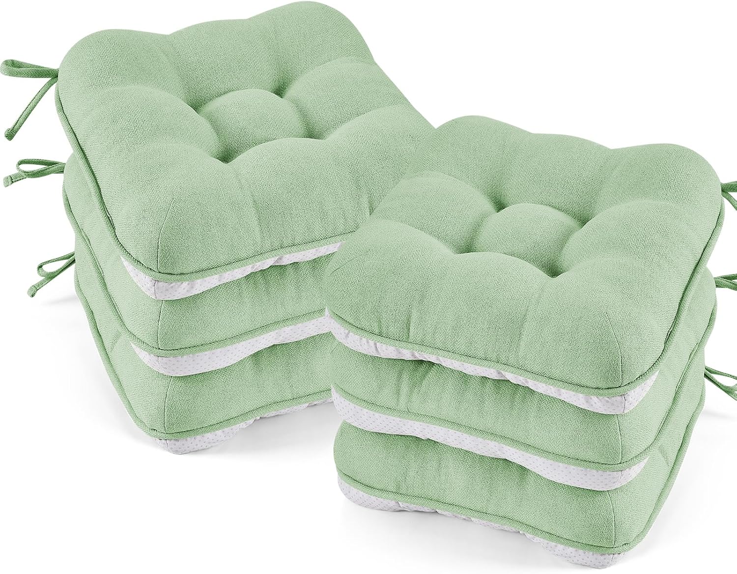 BETU Chair Cushions for Dining Chairs (Set of 6) – 15.5 x 15.5 x 3.5 in, Green