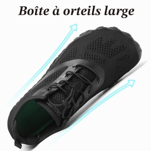 Detalle 2 de SAGUARO Chaussures de Trail Minimalistes – Noir Charbon, 47 EU