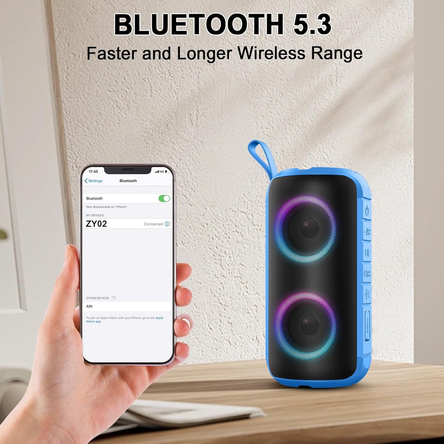 Thumbnail 1 de Hupoaf Bluetooth Speaker (IPX7) with 6D Loud Sound, RGB Lights, and 12H Playtime