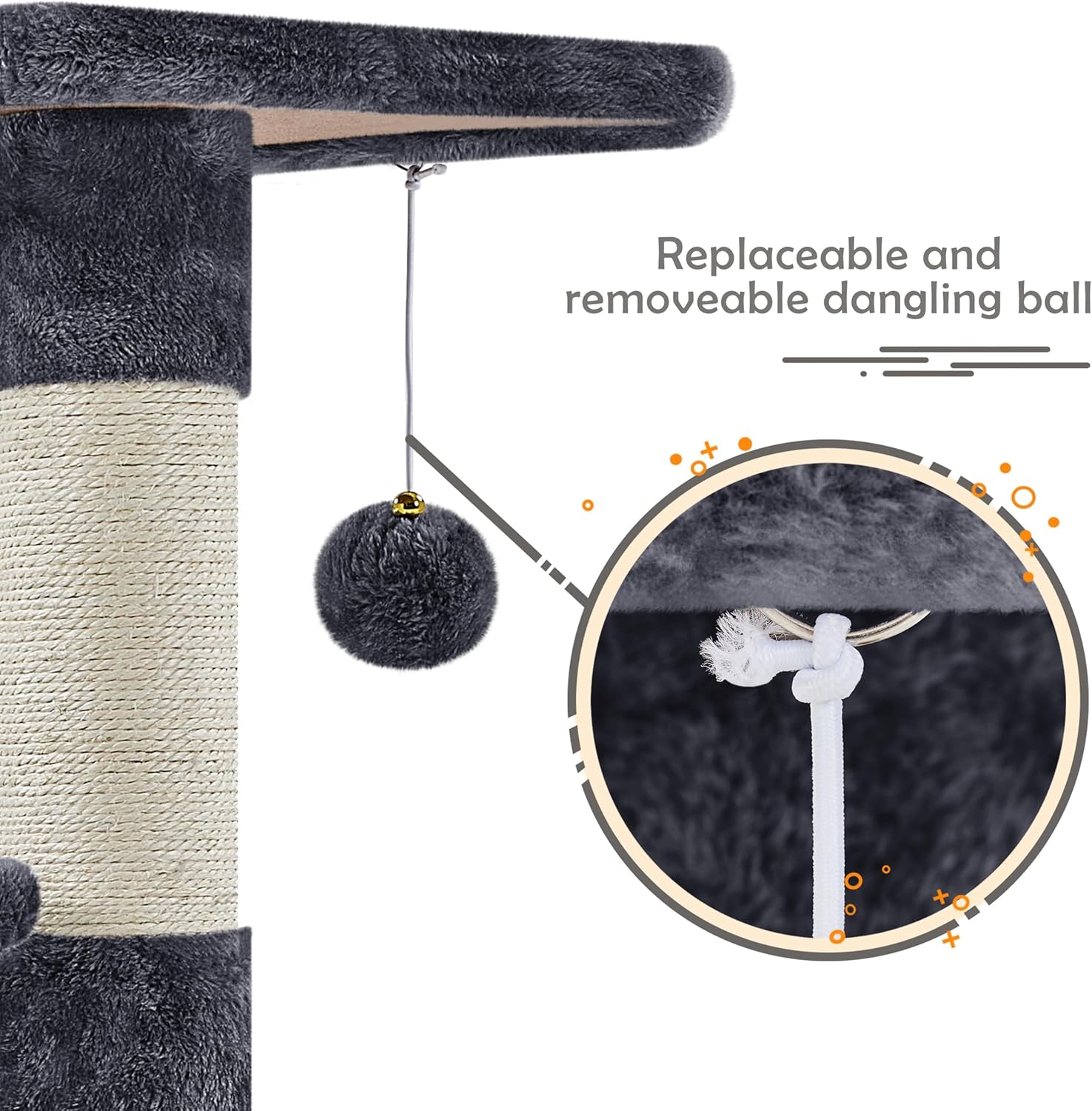 Thumbnail 6 de Yaheetech 69cm Cat Tree Tower with 2 Sisal Scratching Posts (Dark Grey/White) for indoor small cats