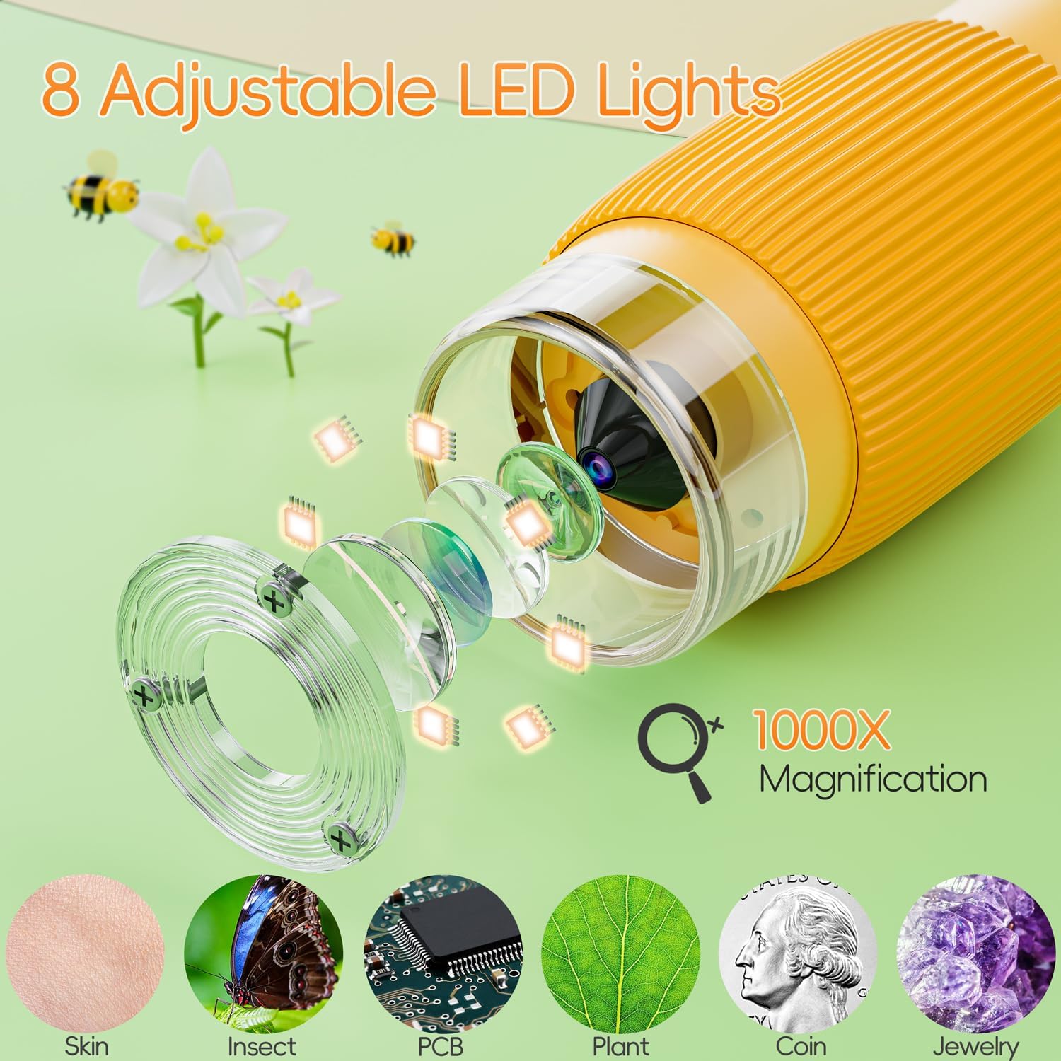 Detalle de SKYBASIC 1000X Kids Handheld Microscope