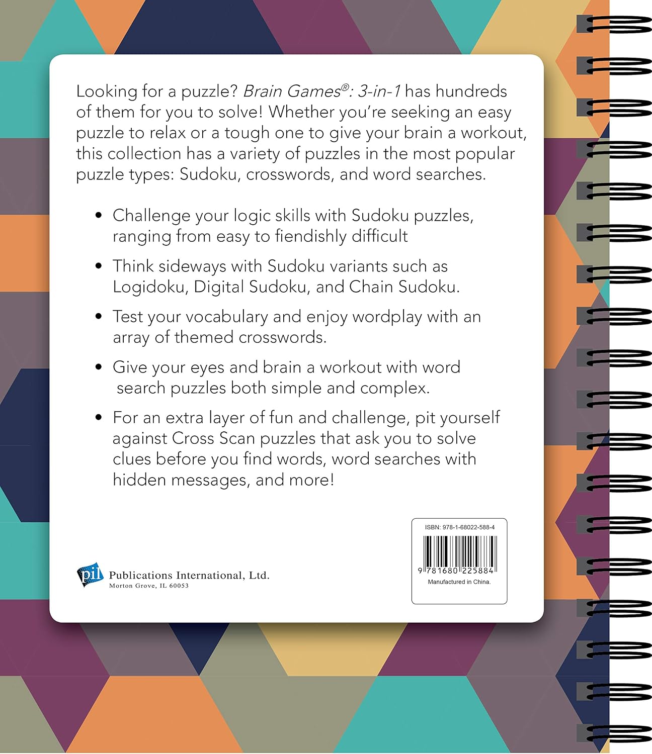 Thumbnail 1 de Brain Games 3-In-1 Puzzle Book: Word Search, Crosswords & Sudoku, Spiral-Bound