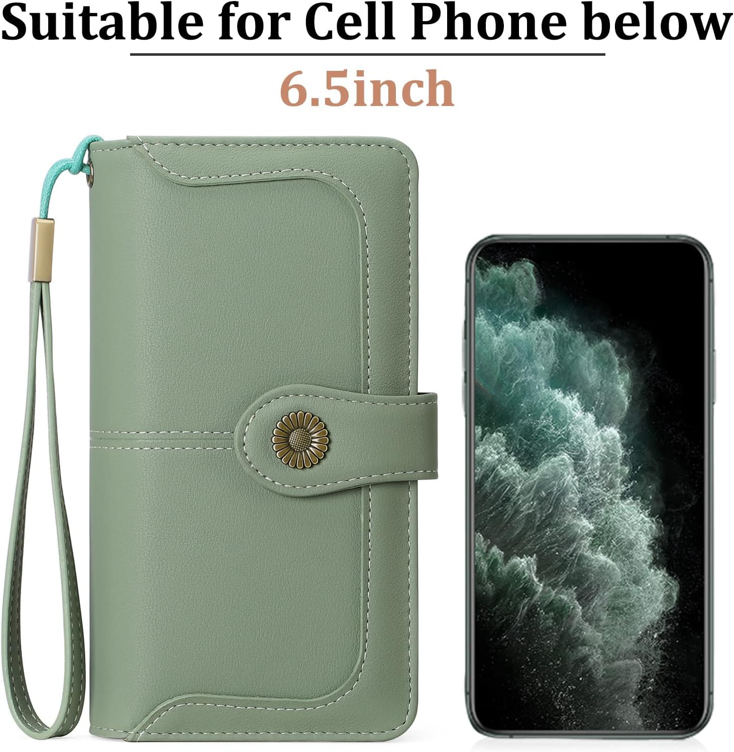Thumbnail 4 de SENDEFN Genuine Leather Purses for Women – RFID Large Leather Wallet with Detachable Wrist Strap