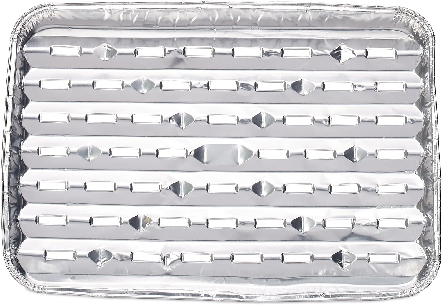 Detalle de Relaxdays Barquettes Alimentaires – Lot de 25 bars aluminium fond troué pour barbecue (34 × 22 cm, 3 cm, argenté)