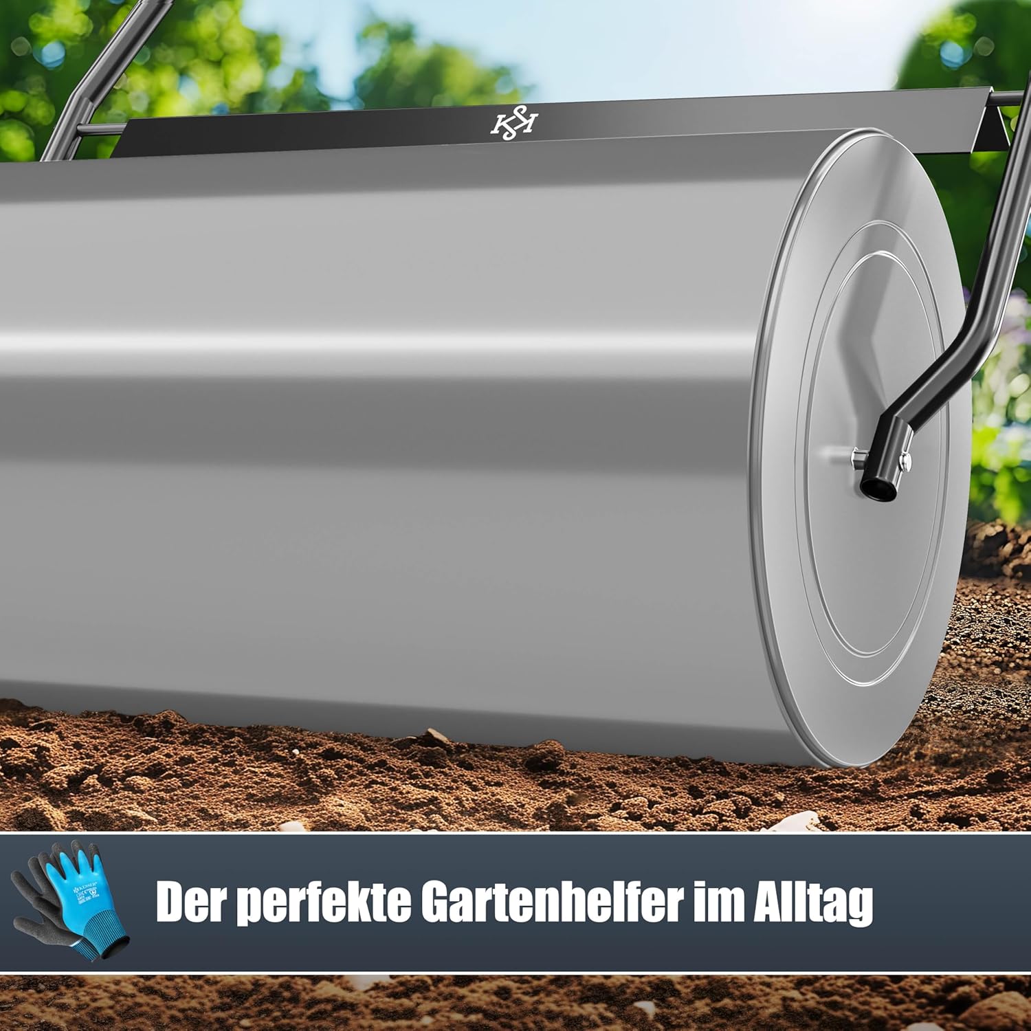 Thumbnail 6 de KESSER® Rasenwalze aus Metall, befüllbar (Wasser oder Sand) – 48 Liter Füllvolumen, 60 cm Arbeitsbreite