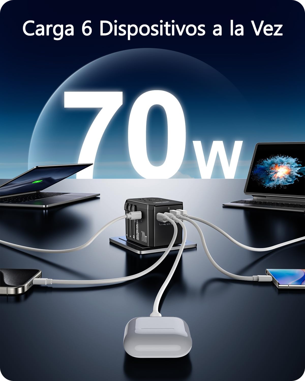 Detalle 2 de LENCENT Adaptador Enchufe Universal GAN 70W